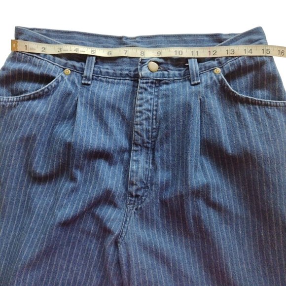 Carriage Court Jeans Womens 16 Straight Leg Pleated Front Striped Vintage - Picture 3 of 11